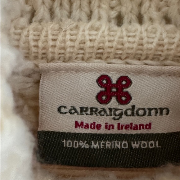 Carraig Donn Turtleneck Sweater Cable Knit 100% Merino Wool Ivory Size Small - Picture 4 of 13